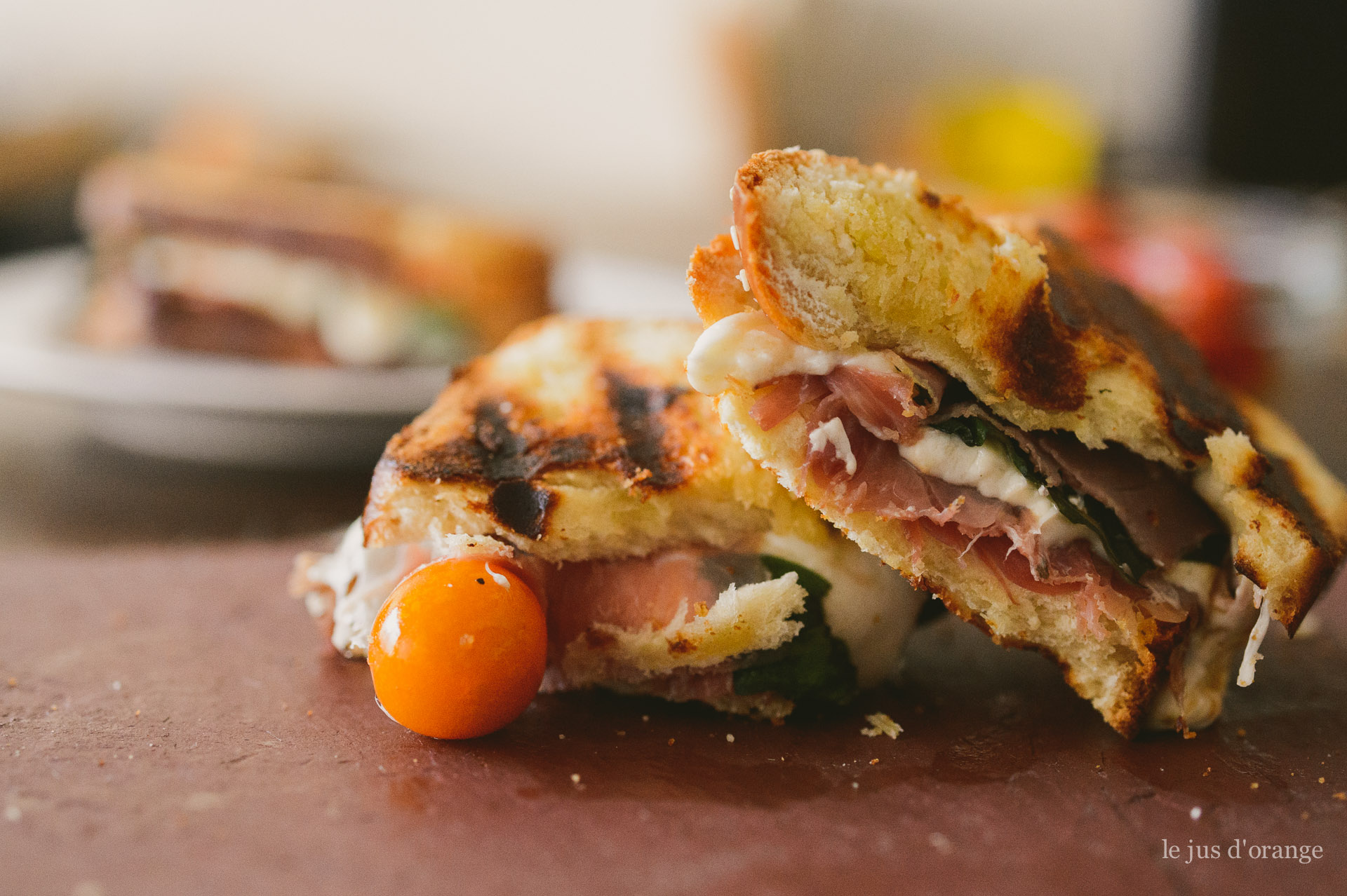 Caramelized Peach Caprese Panini, for Edible Boston