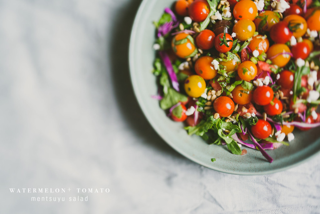 watermelon tomato mentsuyu summer salad