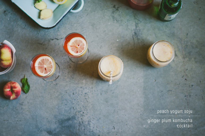 Summer Cocktails: Peach Yogurt Soju and Ginger-Plum Kombucha Cocktail 