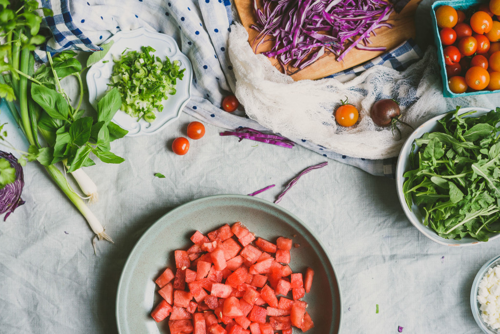 Watermelon Tomato Summer Salad with Mentsuyu sauce