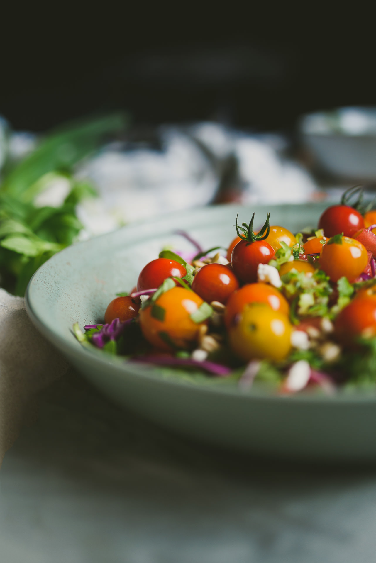 Watermelon Tomato Summer Salad with Mentsuyu sauce