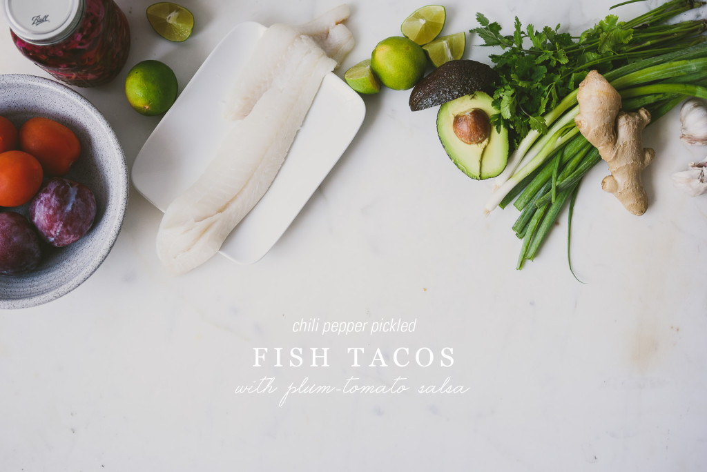 Chili Pepper Marinated Fish Tacos with Plum Tomato Salsa | bettysliu.com