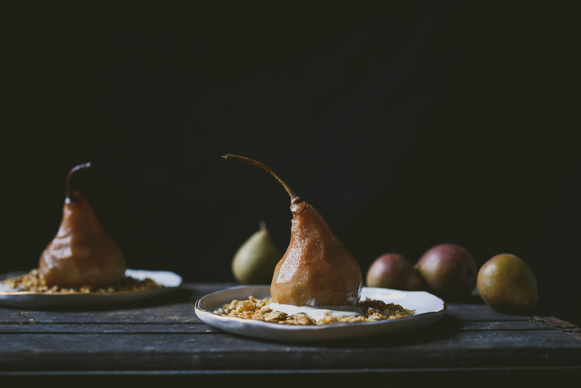 maple water poached pears | le jus d'orange