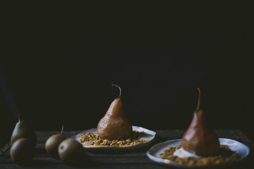 maple water poached pears | le jus d