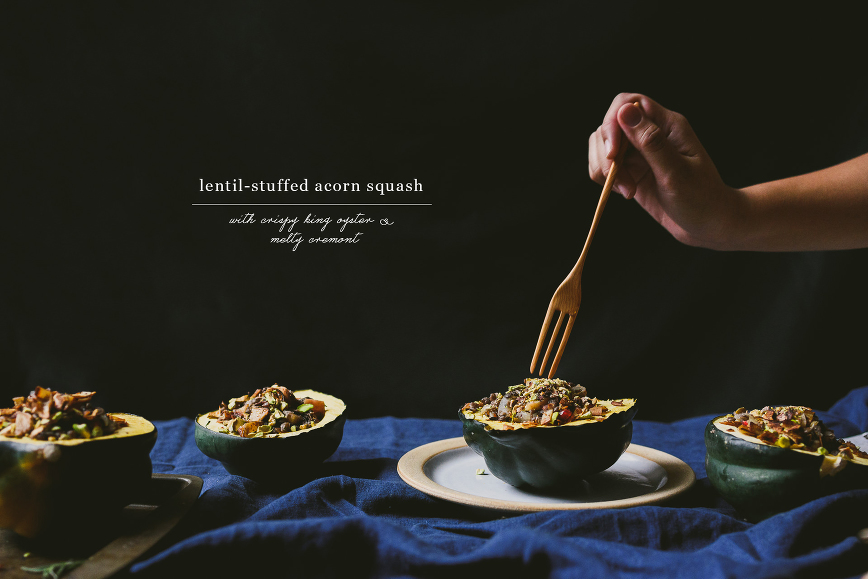 Lentil-Stuffed Acorn Squash | bettysliu.com