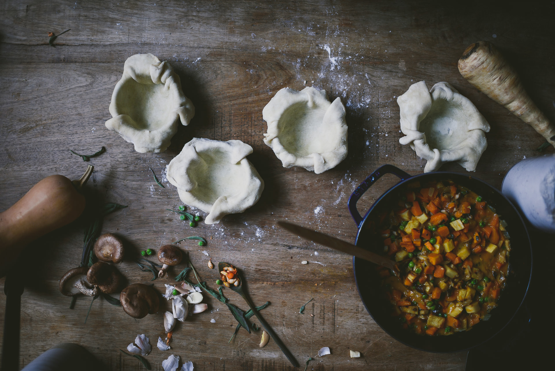 Crème fraîche Root Vegetable Pot Pies | bettysliu.com