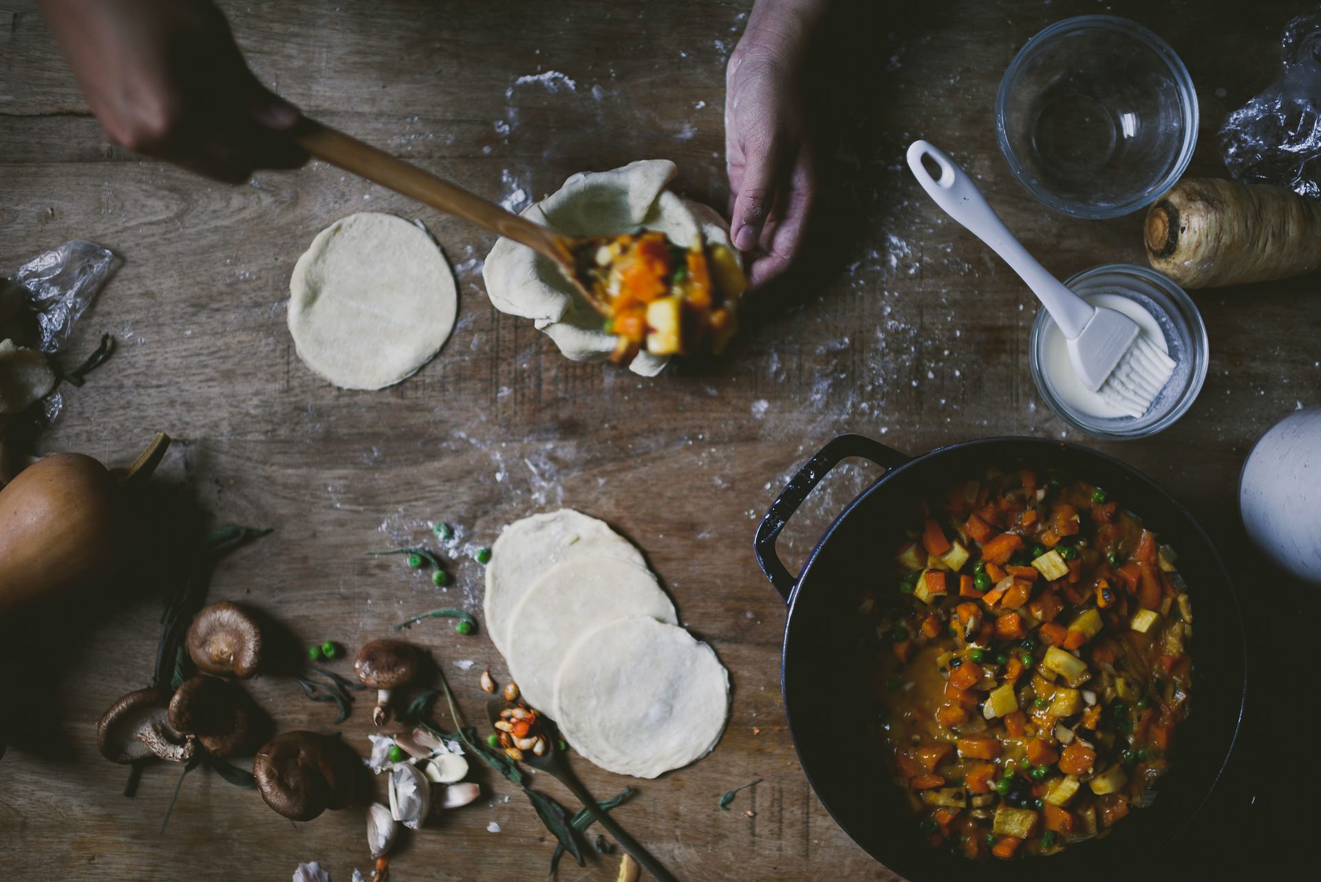 Crème fraîche Root Vegetable Pot Pies | bettysliu.com