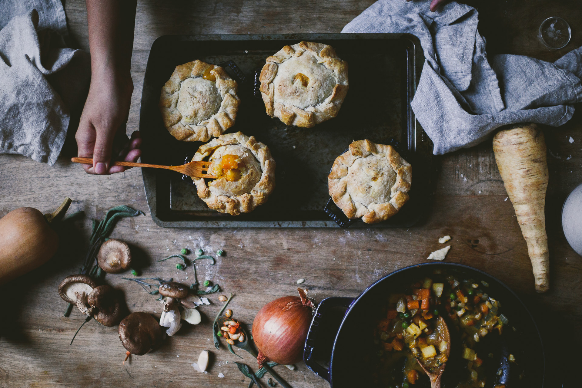 Crème fraîche Root Vegetable Pot Pies | bettysliu.com