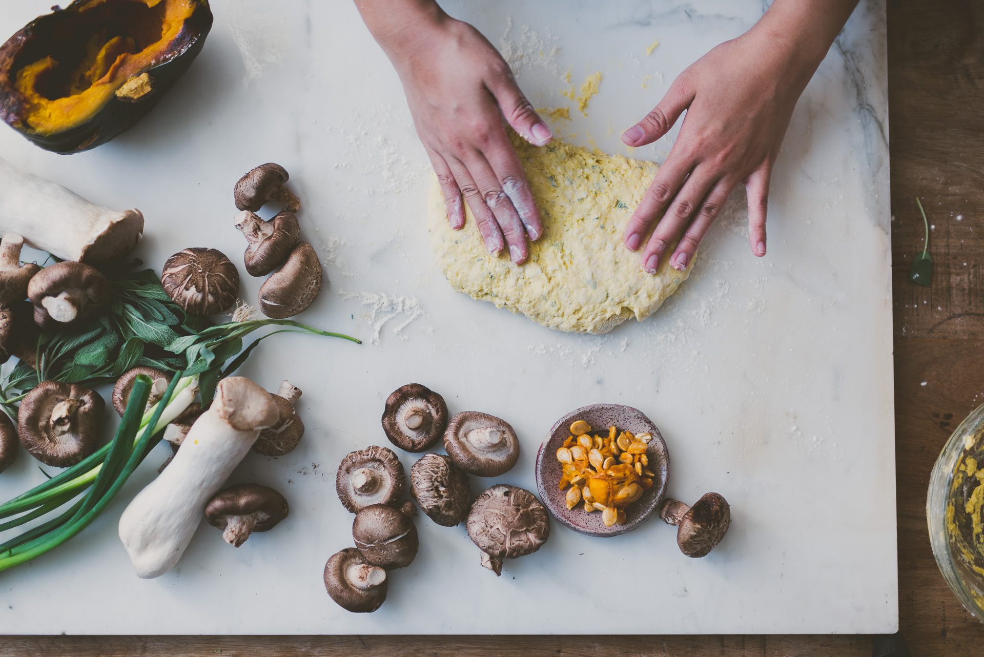 Mushroom Gravy Creme Fraiche Kabocha Biscuits | BETTYSLIU.COM