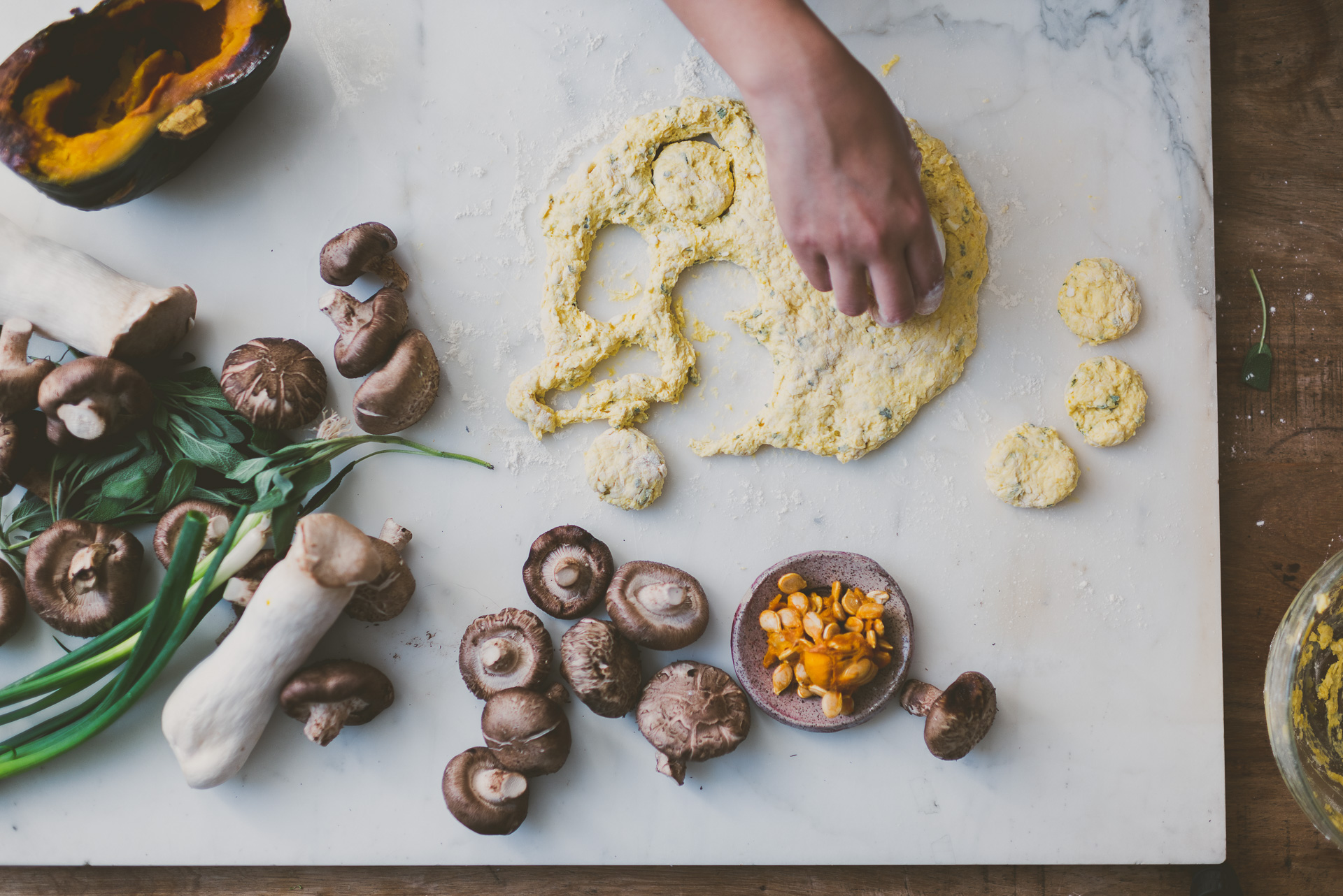 Mushroom Gravy Creme Fraiche Kabocha Biscuits | BETTYSLIU.COM