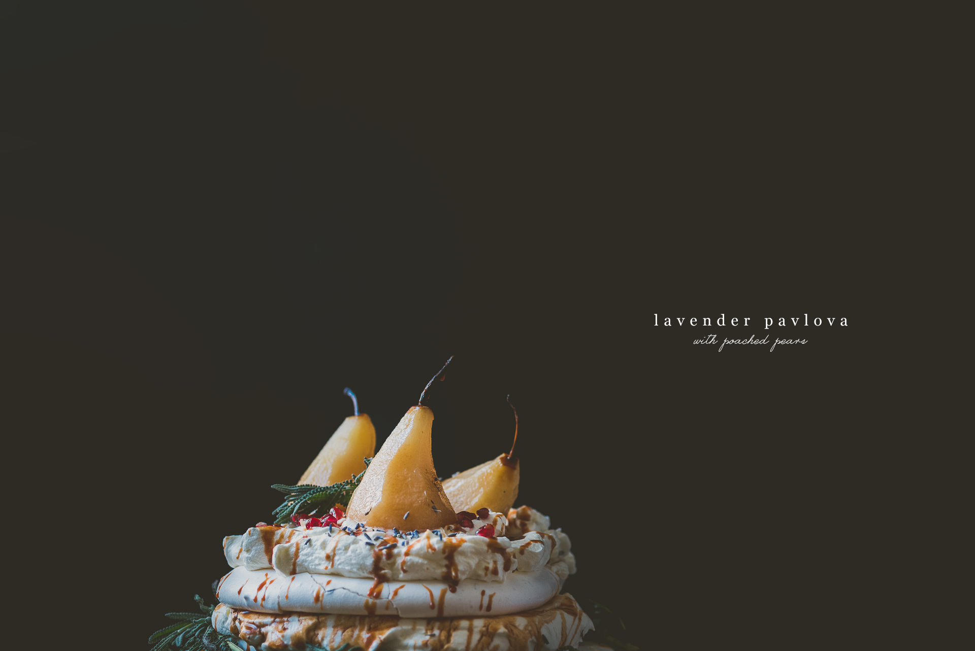 Lavender Pavlova with Poached Pears | bettysliu.com