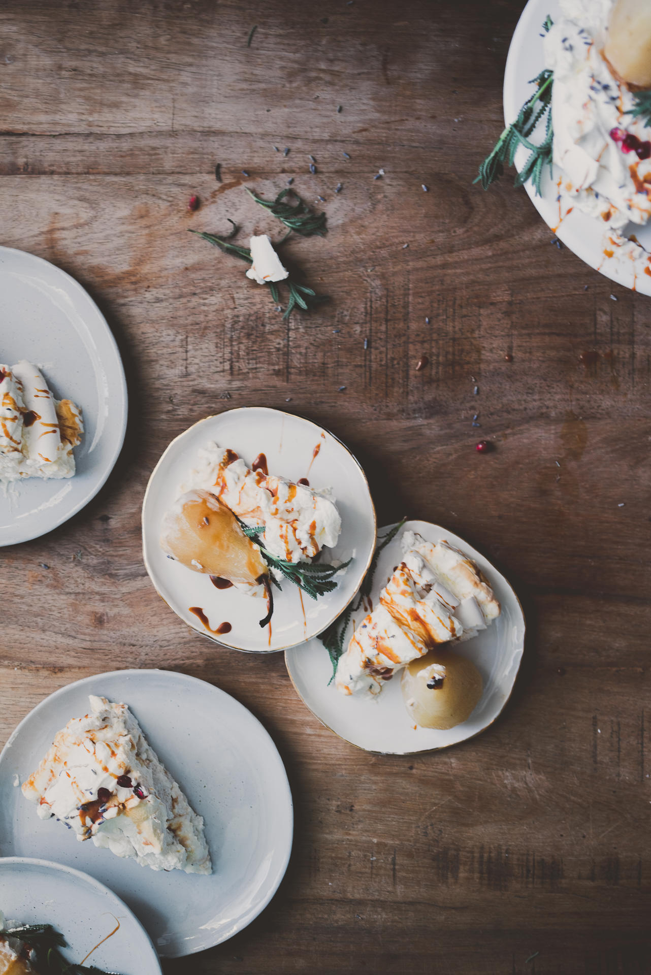 Lavender Pavlova with Poached Pears | bettysliu.com