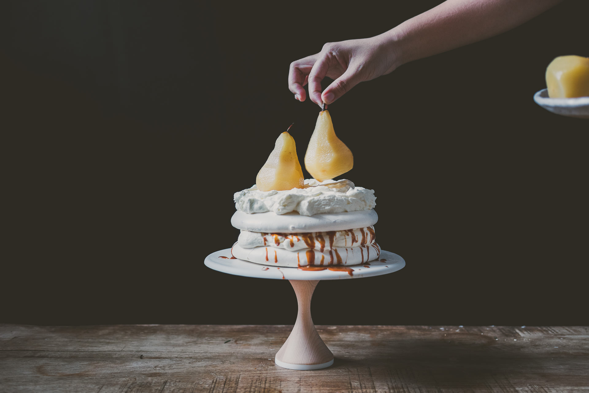 Lavender Pavlova with Poached Pears | bettysliu.com