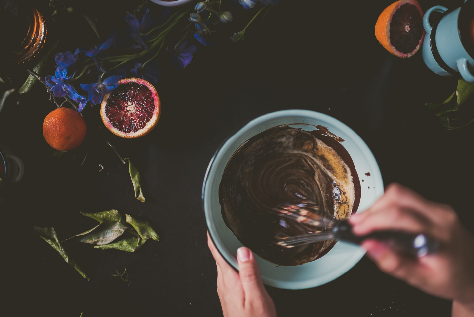 Blood Orange Dark Chocolate Cake Rum Whipped Cream | bettysliu.com