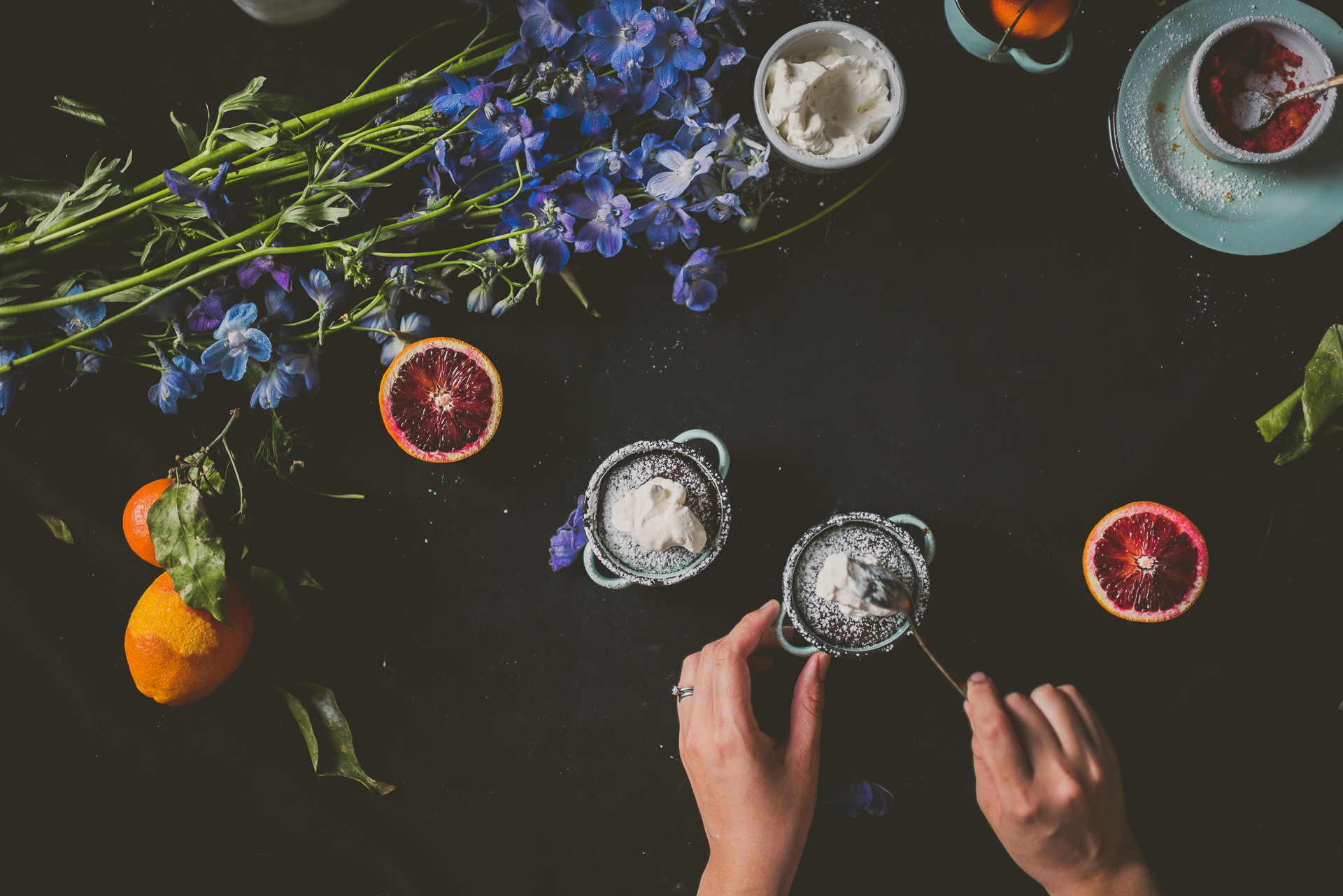 Blood Orange Dark Chocolate Cake Rum Whipped Cream | bettysliu.com