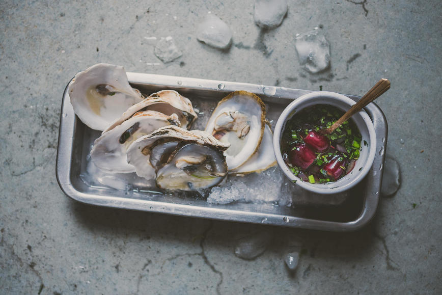 Oysters with Pickled Grape mignonette | bettysliu.com