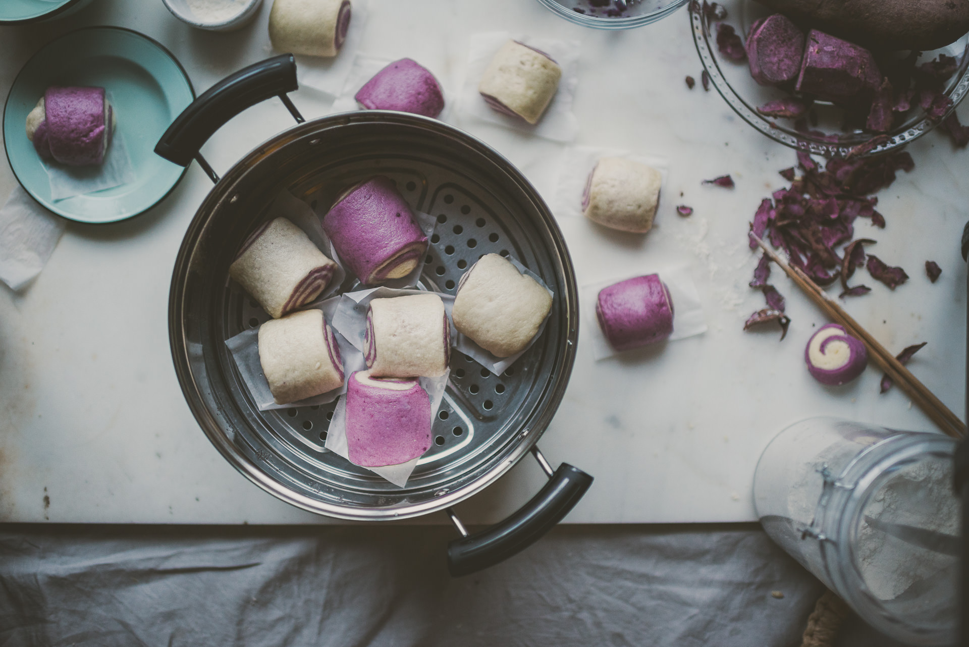 Purple Sweet Potato Mantou Buns | bettysliu.com