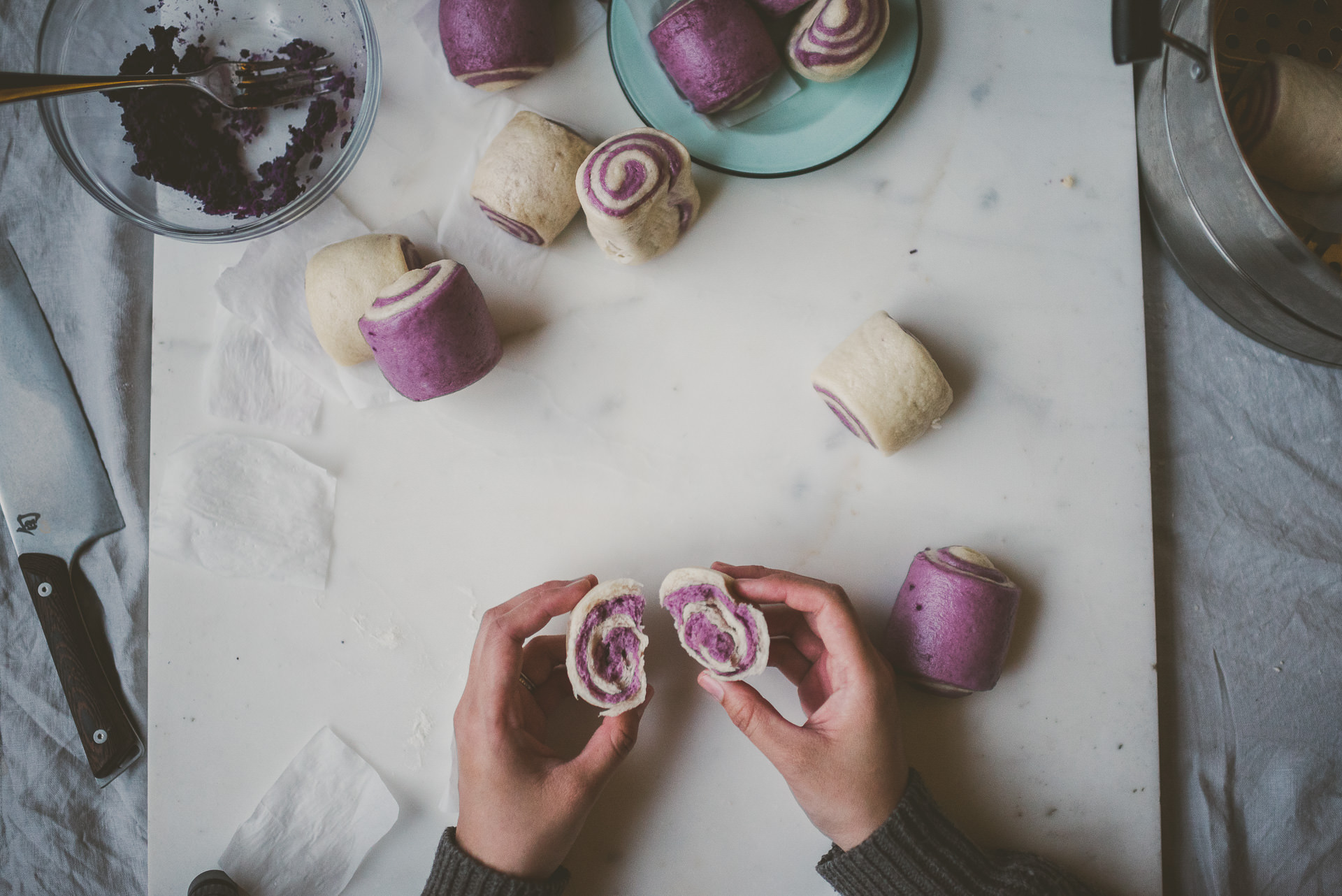 Purple Sweet Potato Mantou Buns | bettysliu.com