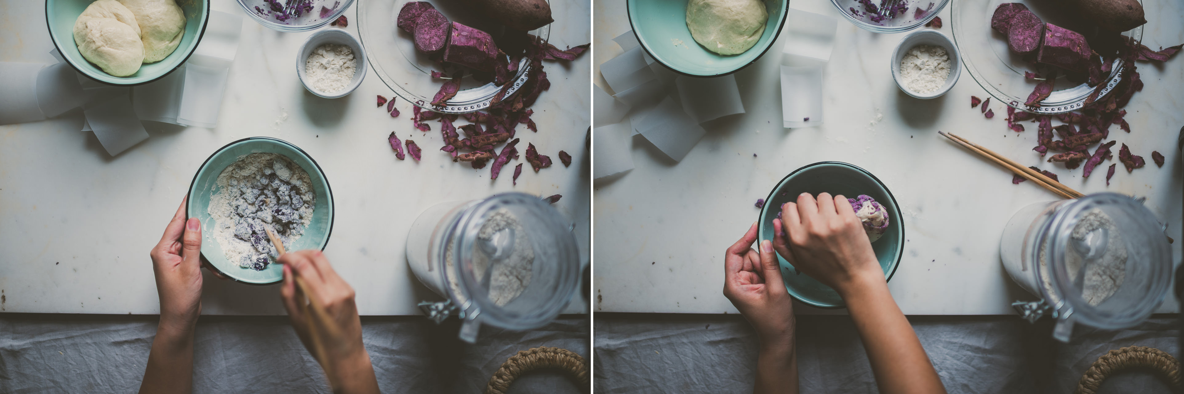 Purple Sweet Potato Mantou Buns | bettysliu.com