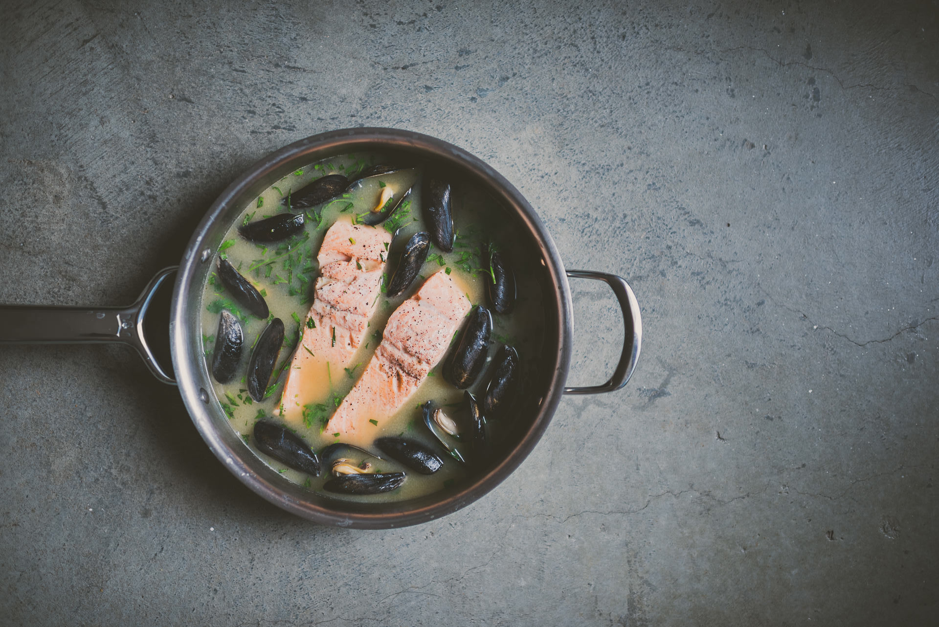 Miso Poached Salmon + Mussels | bettysliu.com