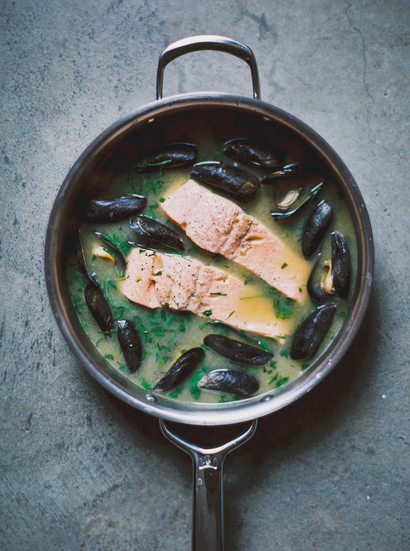 Miso Poached Salmon + Mussels | bettysliu.com