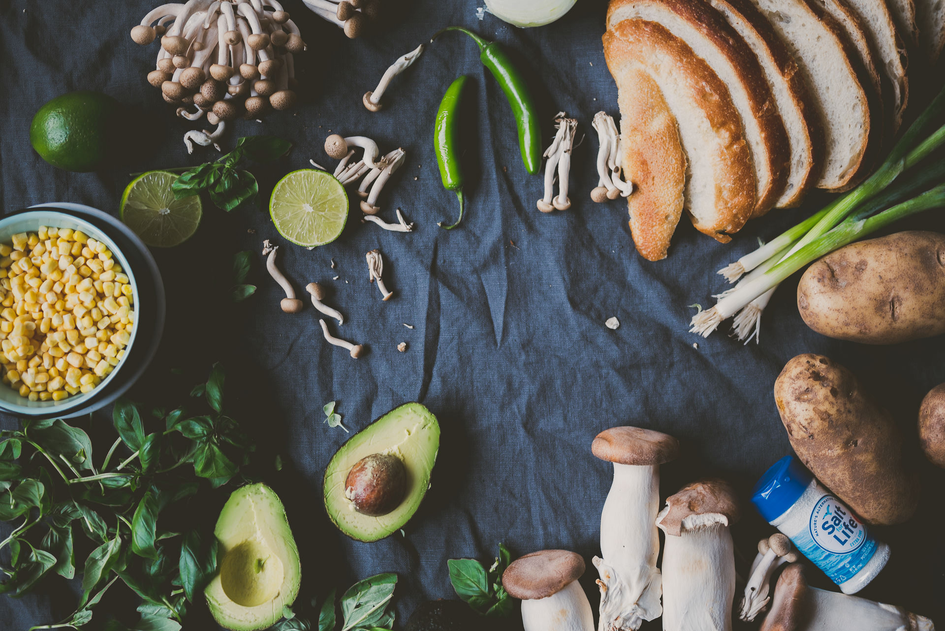 Mushroom Toast, Avocado Corn soup, Basil Shoestring Fries | bettysliu.com