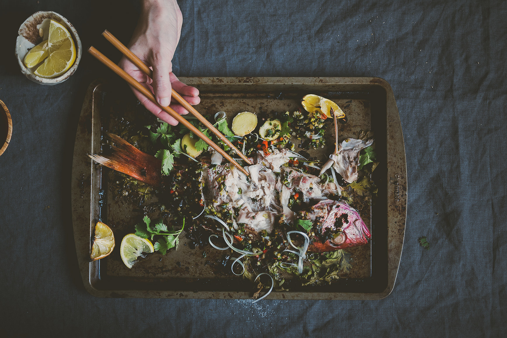 Whole Roasted Red Snapper with Ramps, Lemongrass, and Thai Chilies