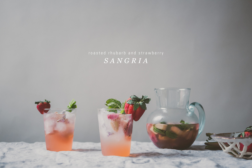 Roasted Rhubarb and Strawberry Sangria | bettysliu.com