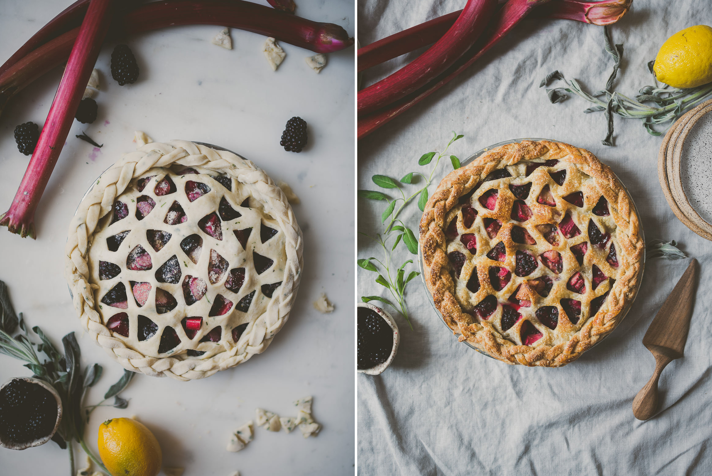 Rhubarb Blackberry Sage Pie | BETTYSLIU.COM