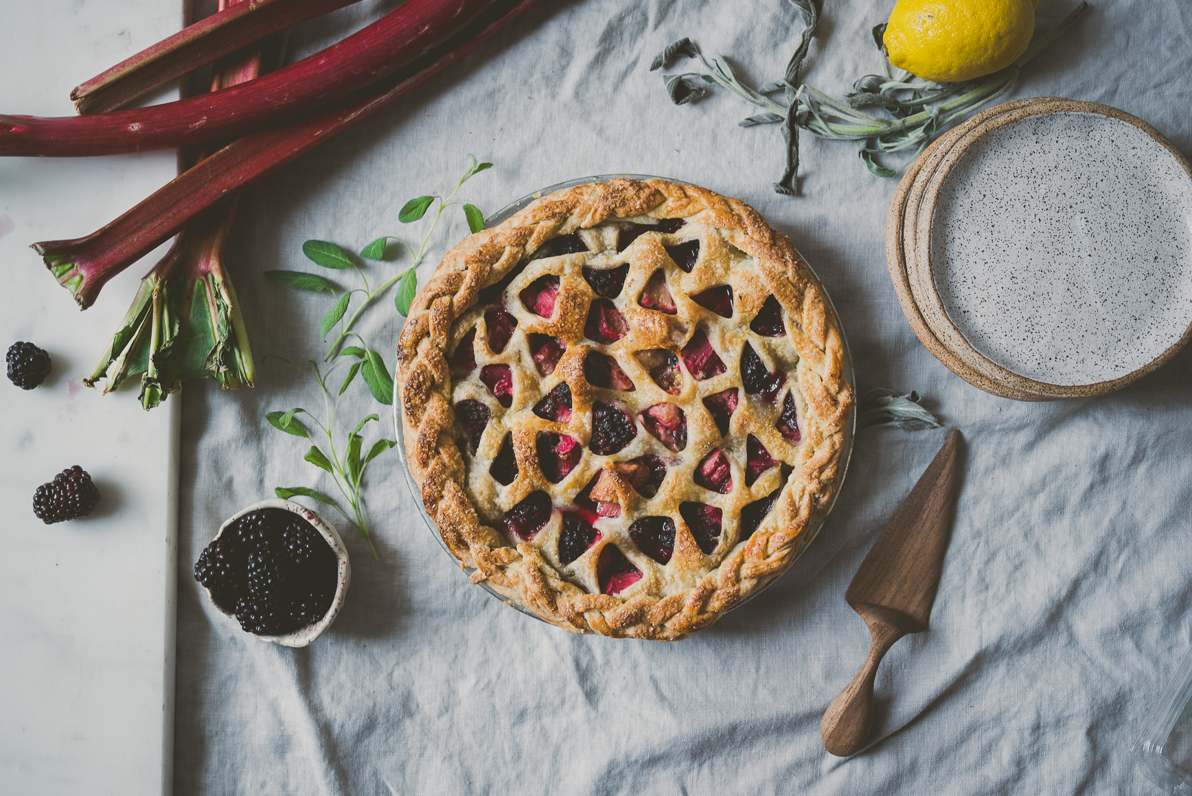 Rhubarb Blackberry Sage Pie | BETTYSLIU.COM