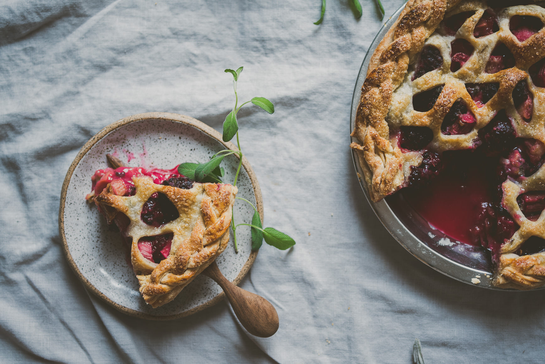 Rhubarb Blackberry Sage Pie | BETTYSLIU.COM