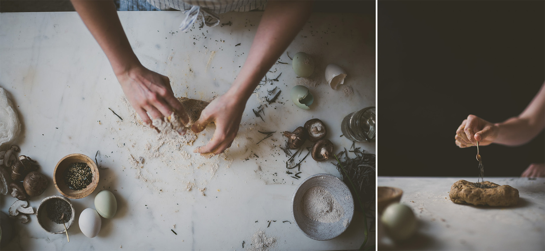 Seaweed Whole Wheat Pasta with Scallion Shiitake Sauce | bettysliu.com