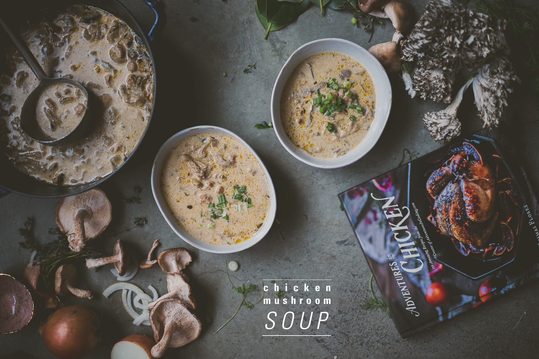 Mushroom Chicken Soup from Adventures in Chicken Cookbook | bettysliu.com