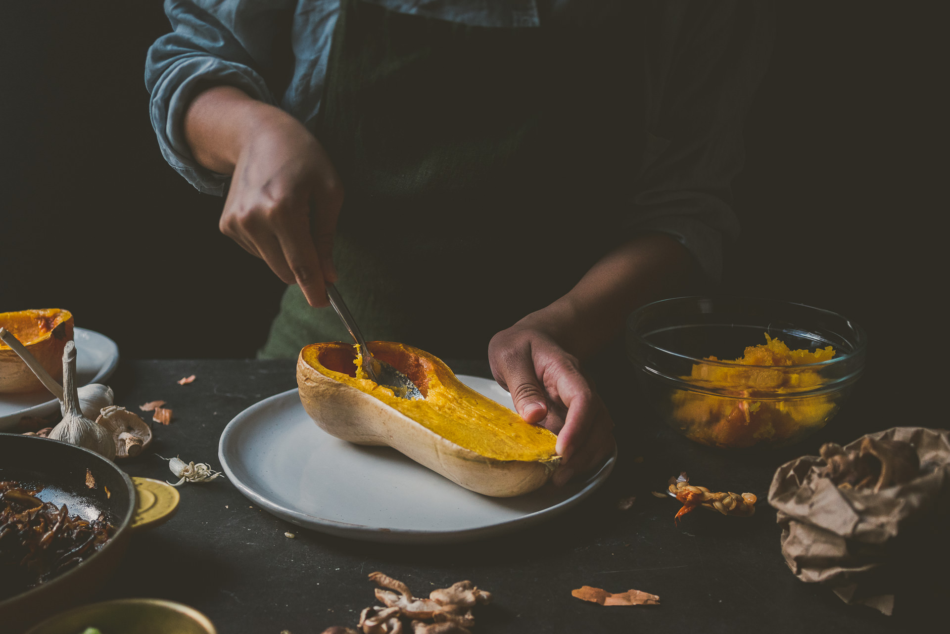 Mushroom Brown Rice Stuffed Butternut Squash | bettysliu.com