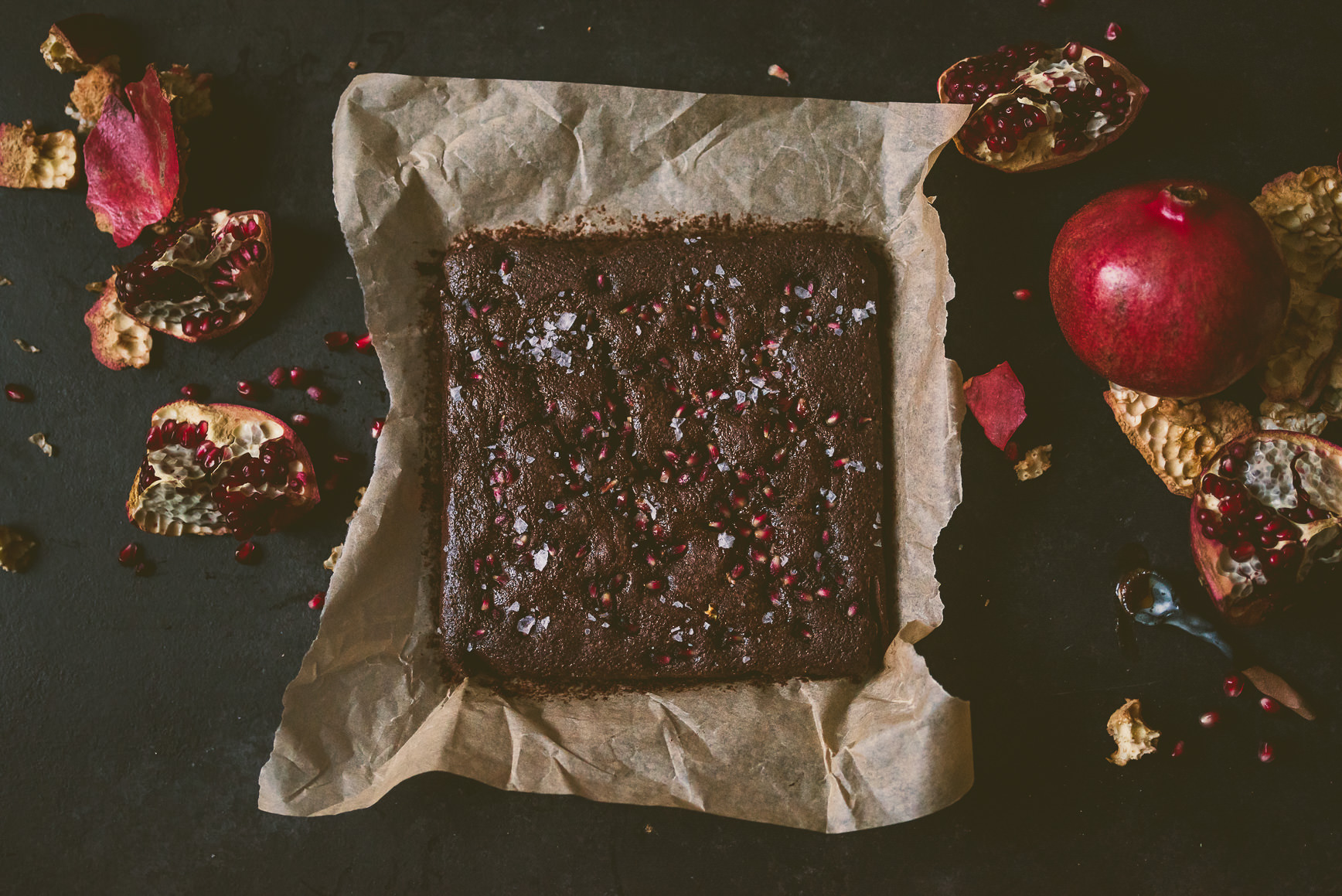 POMEGRANATE CARAMEL BROWNIES COCONUT FLOUR | bettysliu.com