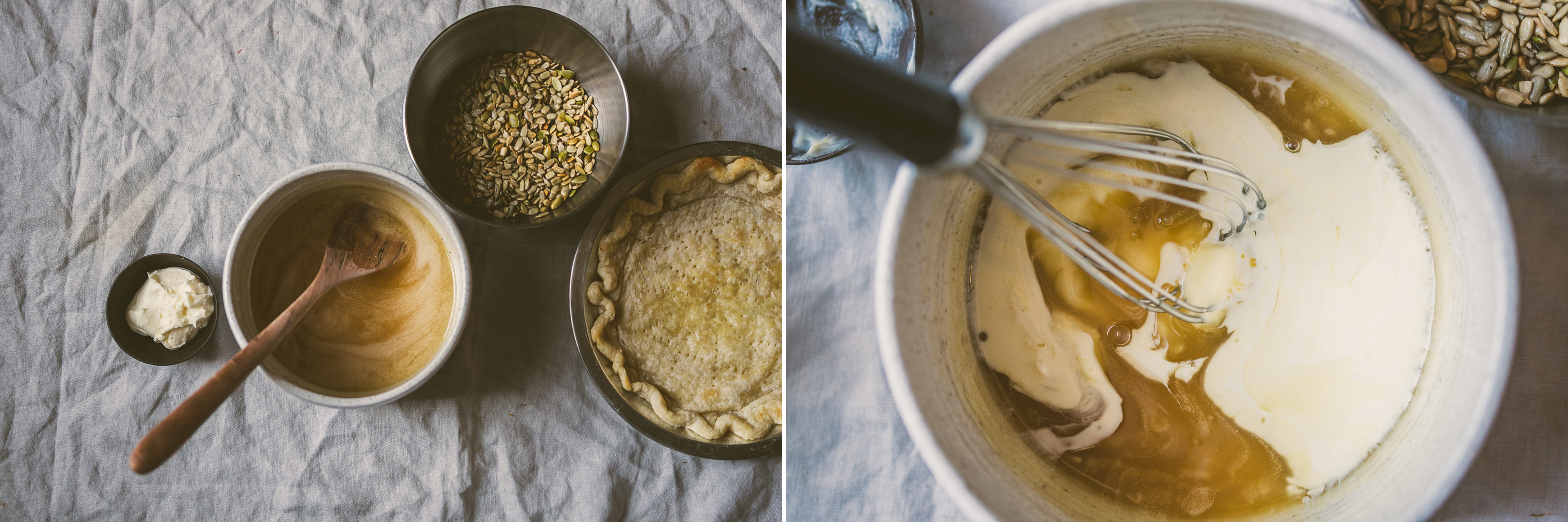 salty honey seed pie preparation | bettysliu.com