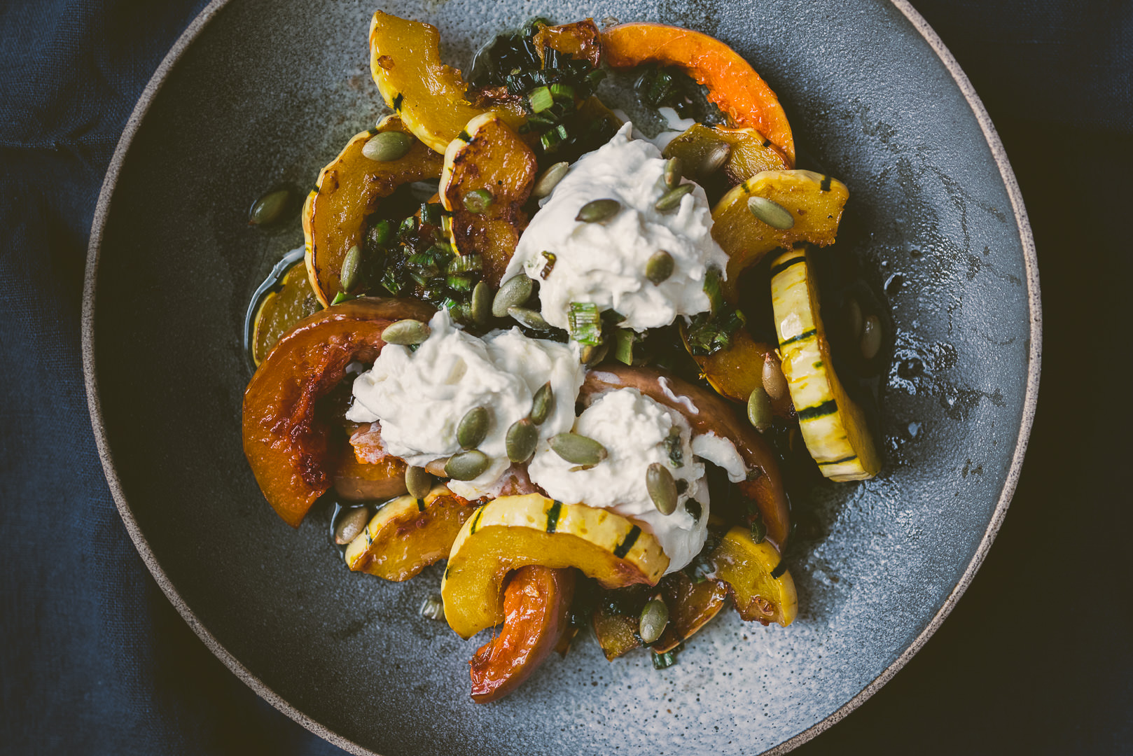 Caramelized Squash Scallion Oil Vinaigrette | bettysliu.com