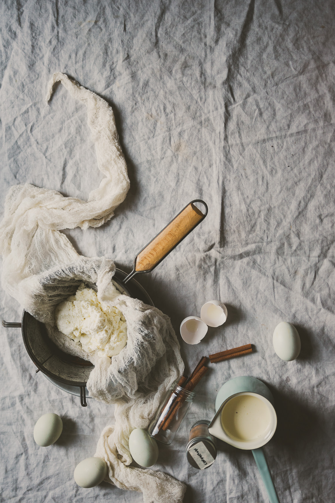 Grapefruit Cinnamon Ricotta Ice Cream - mise en place, prepping the ricotta | bettysliu.com