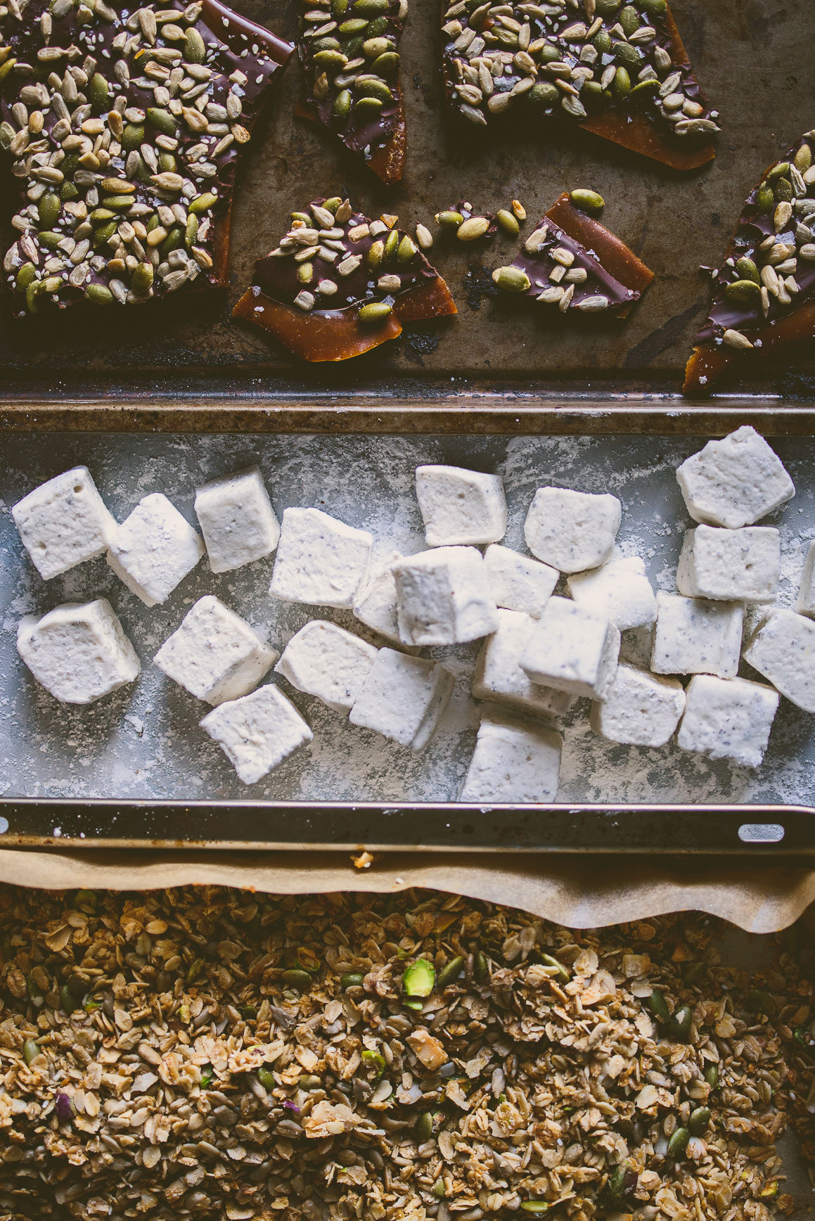 Earl Grey Marshmallows, Seeded Toffee Bark, Maple Granola