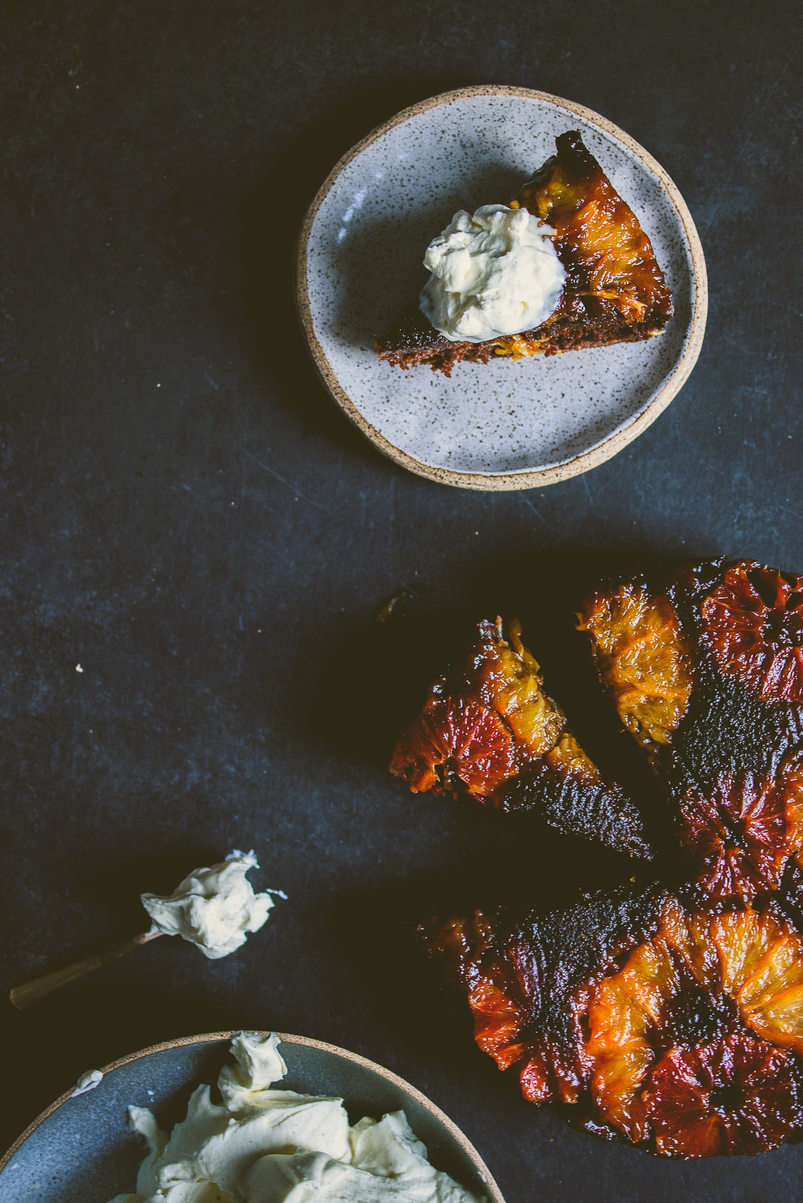 Citrus Upside Down Gingerbread Cake with Vanilla Mascarpone Cream