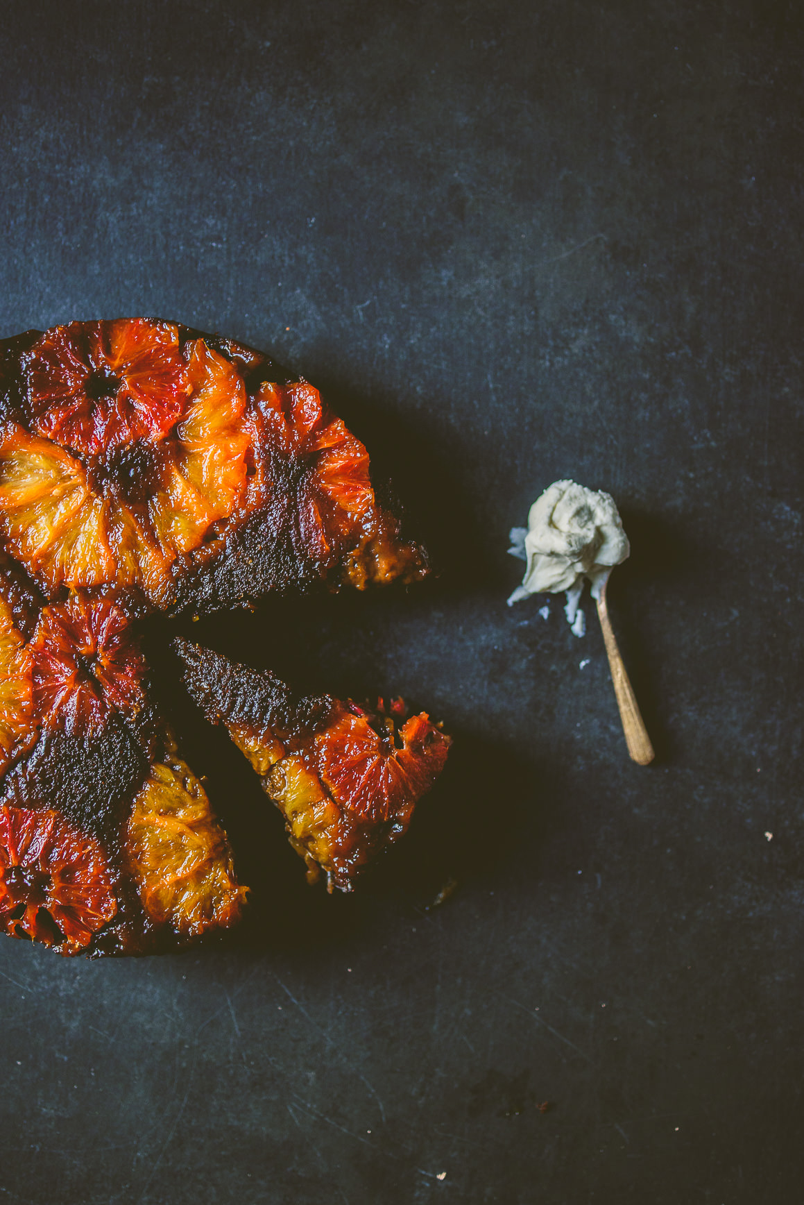 Citrus Upside Down Gingerbread Cake with Vanilla Mascarpone Cream