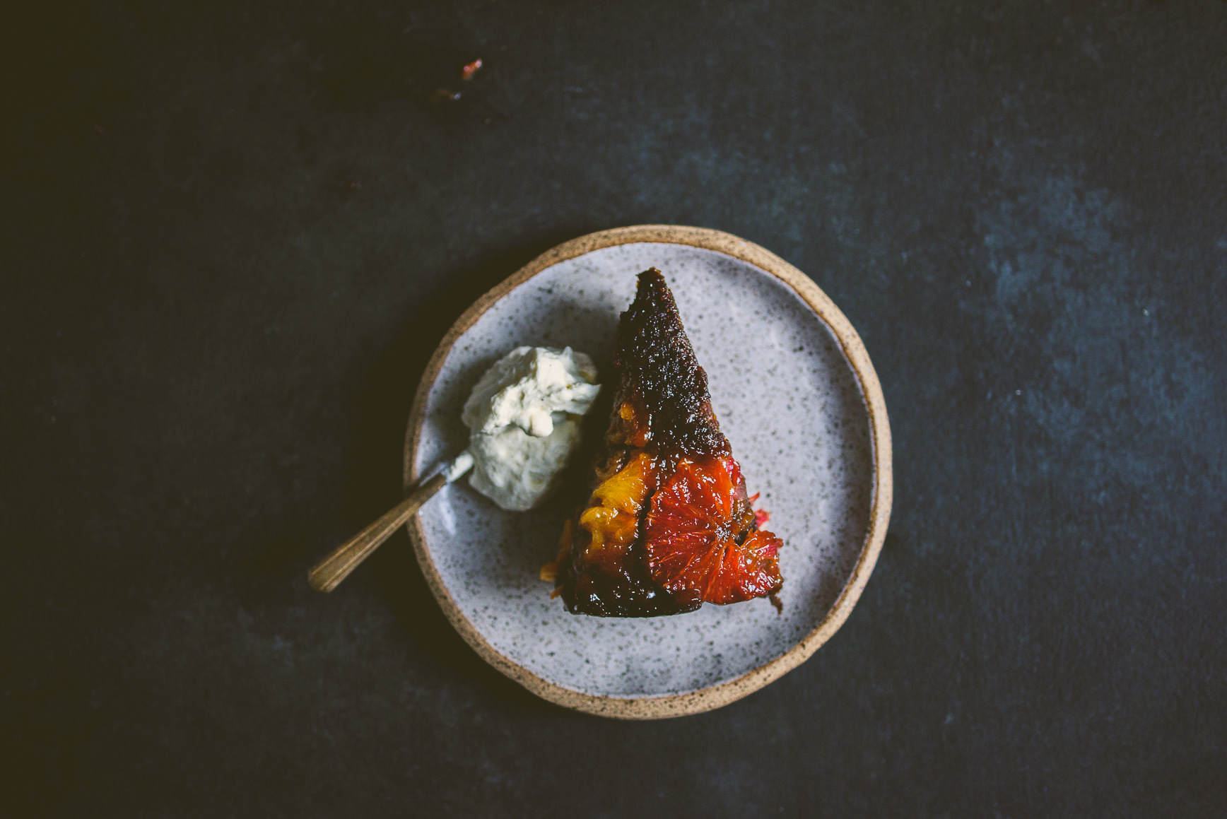 Citrus Upside Down Gingerbread Cake with Vanilla Mascarpone Cream