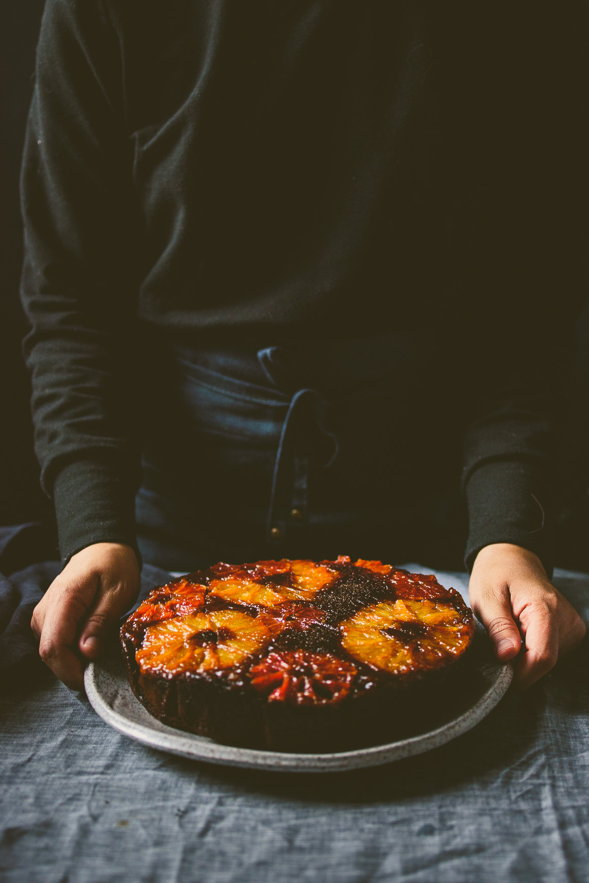 Citrus Upside Down Gingerbread Cake with Vanilla Mascarpone Cream