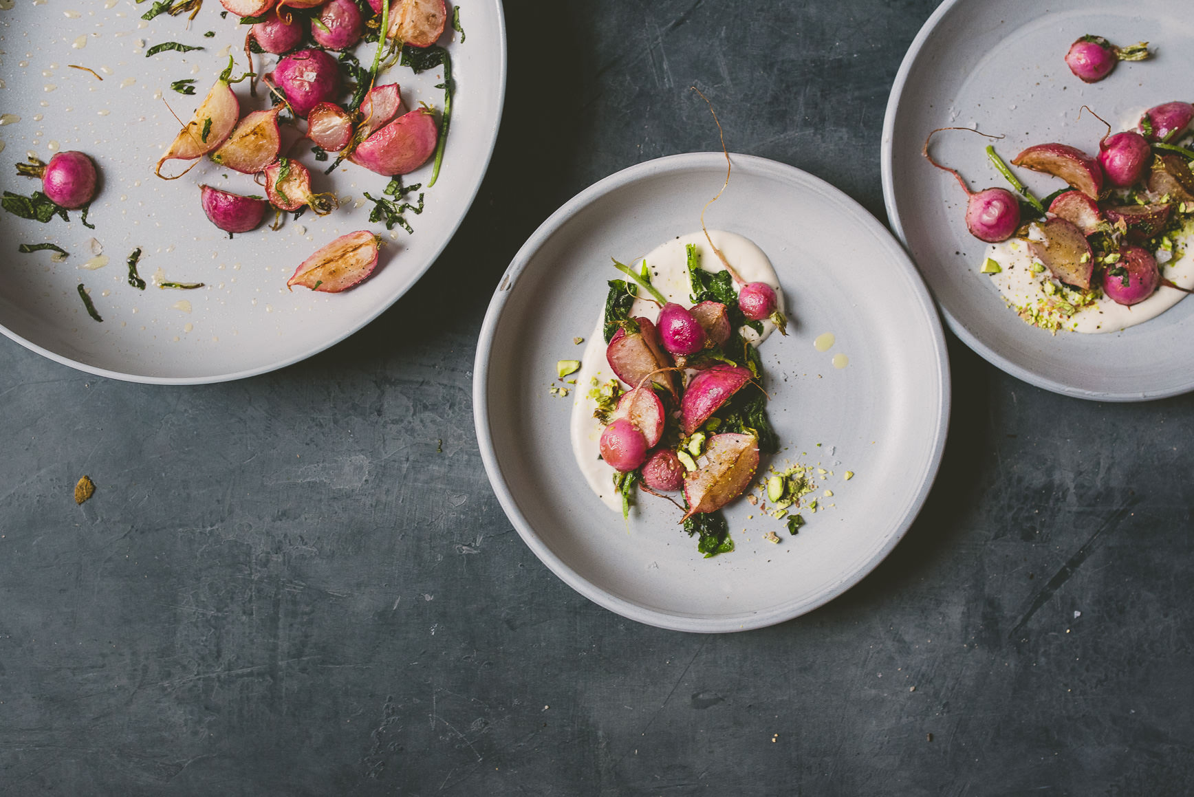 stovetop radishes mint miso yogurt | bettysliu.com