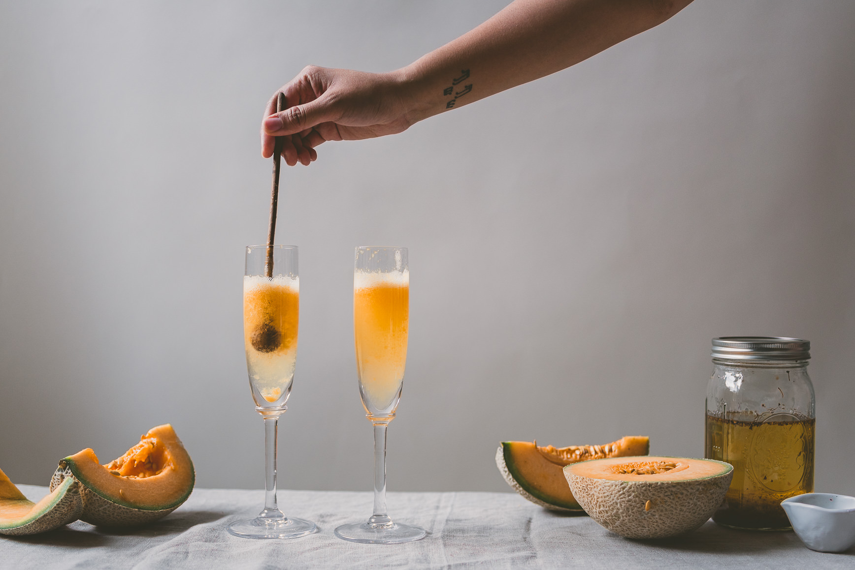 Roasted Cantaloupe Bellini | bettysliu.com