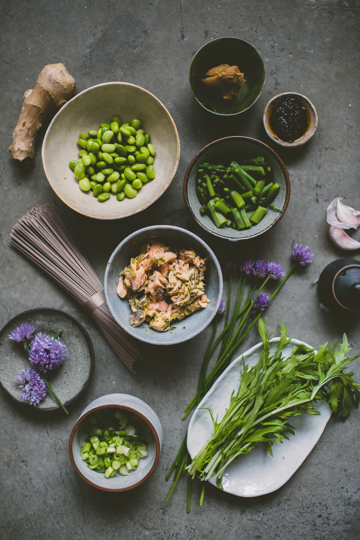 Spicy Miso Soba Salmon Noodles | bettysliu.com