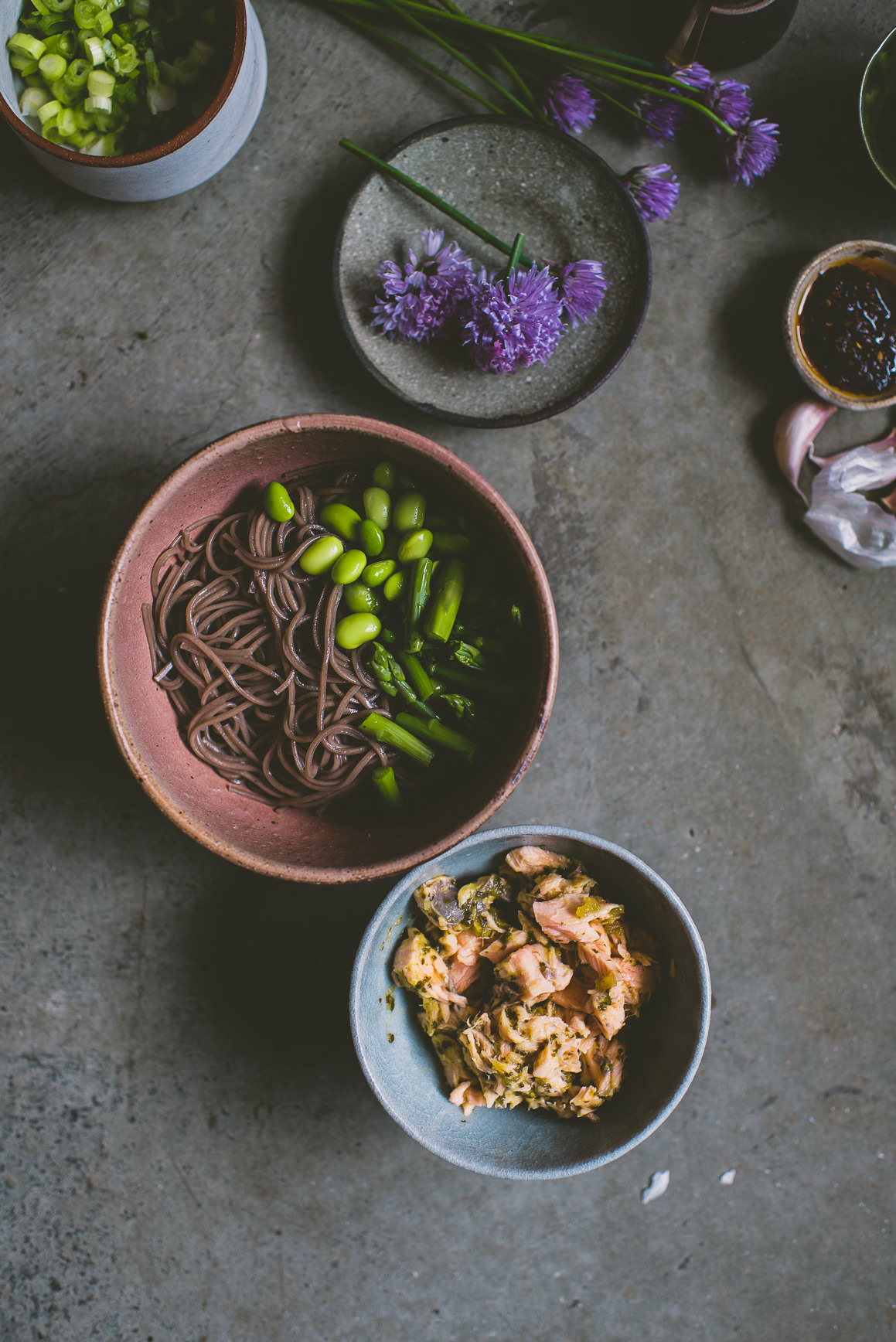 Spicy Miso Soba Salmon Noodles | bettysliu.com