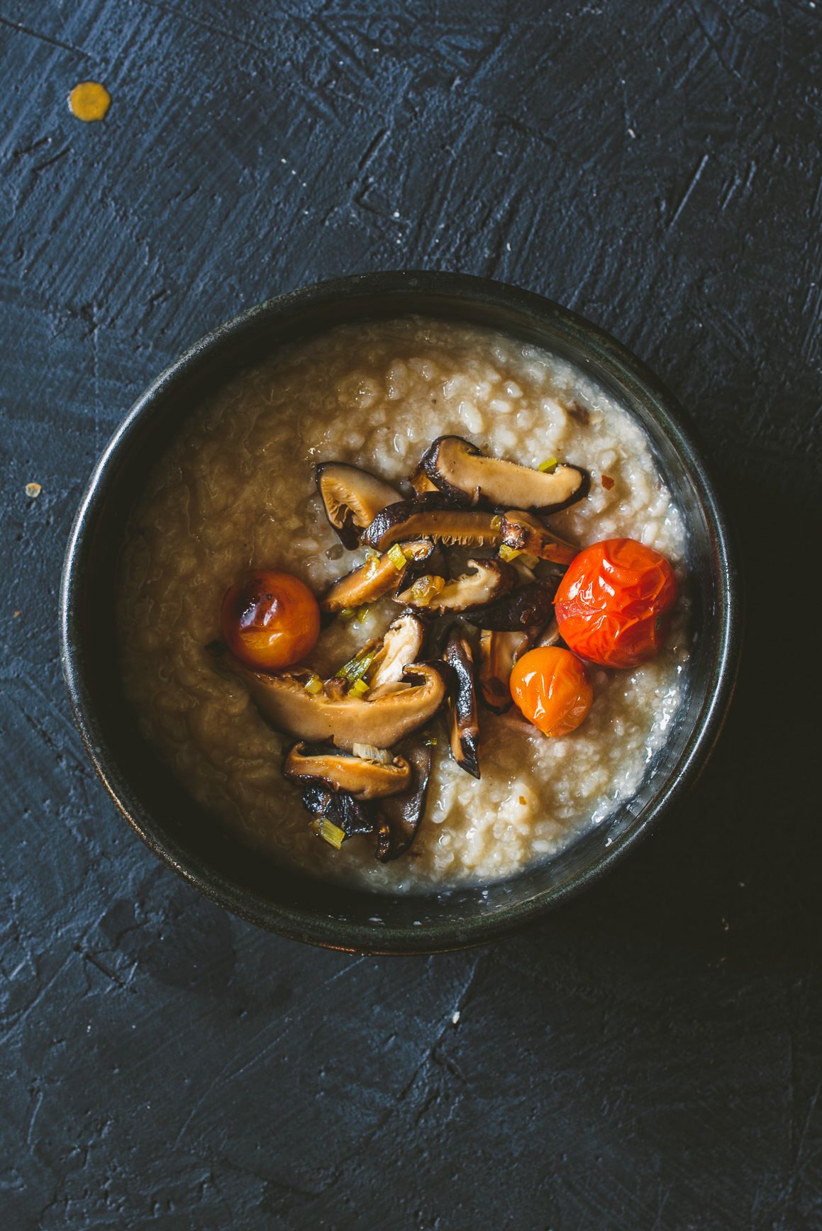 Dried Shiitake Congee with Blistered Tomato Oil » Betty L