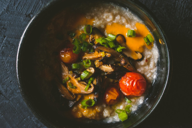 Shiitake Mushroom Congee Tomato Oil