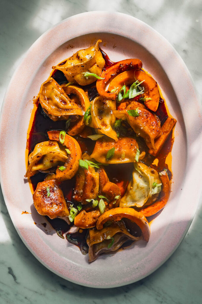 Thanksgiving Dumpling: Sweet and Spicy Squash with Pan-Fried Dumplings